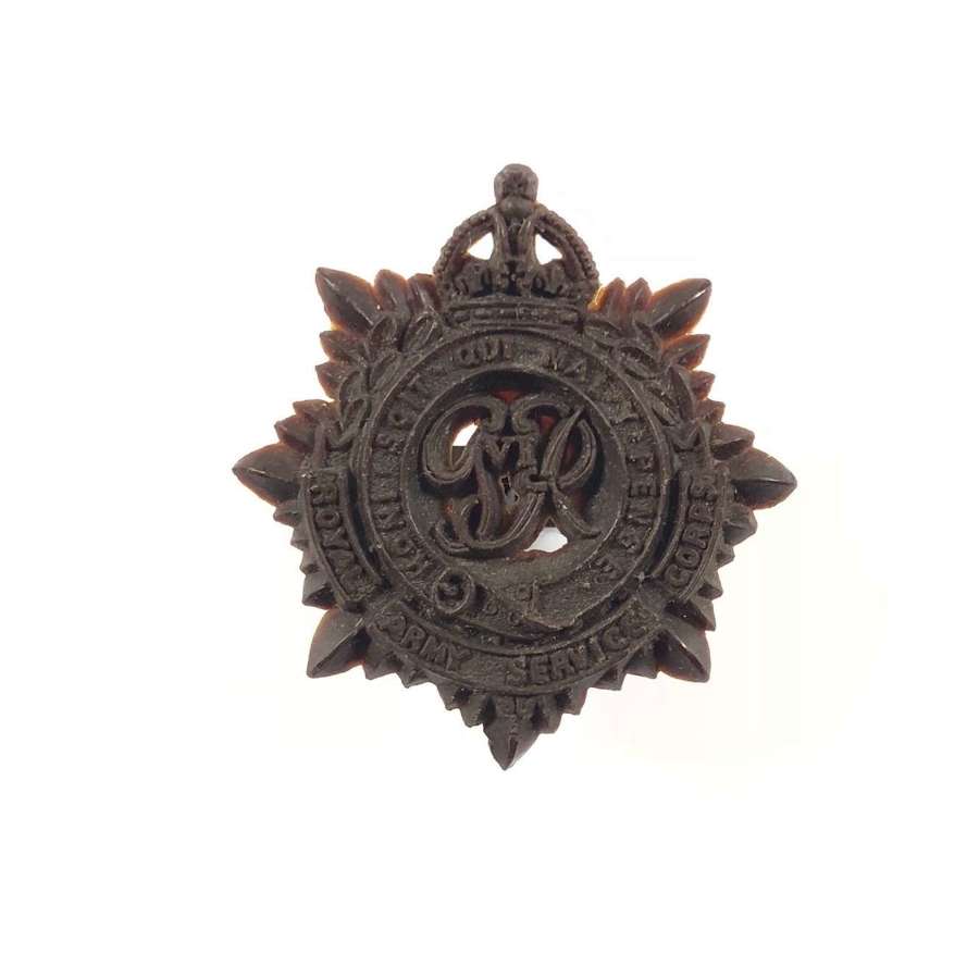 WW2 Royal Army Service Corps RASC Plastic Economy Cap Badge.
