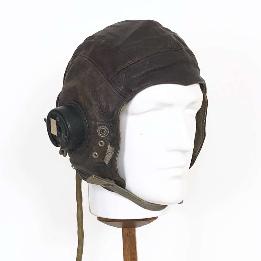 WW2 Pattern RAF Aircrew C Type Flying Helmet Wired.