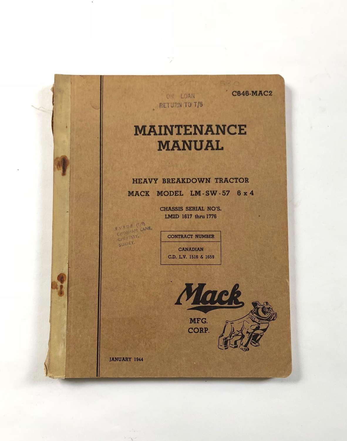 WW2 MACK LM-SW-57  6x4 Truck Manual. Canadian