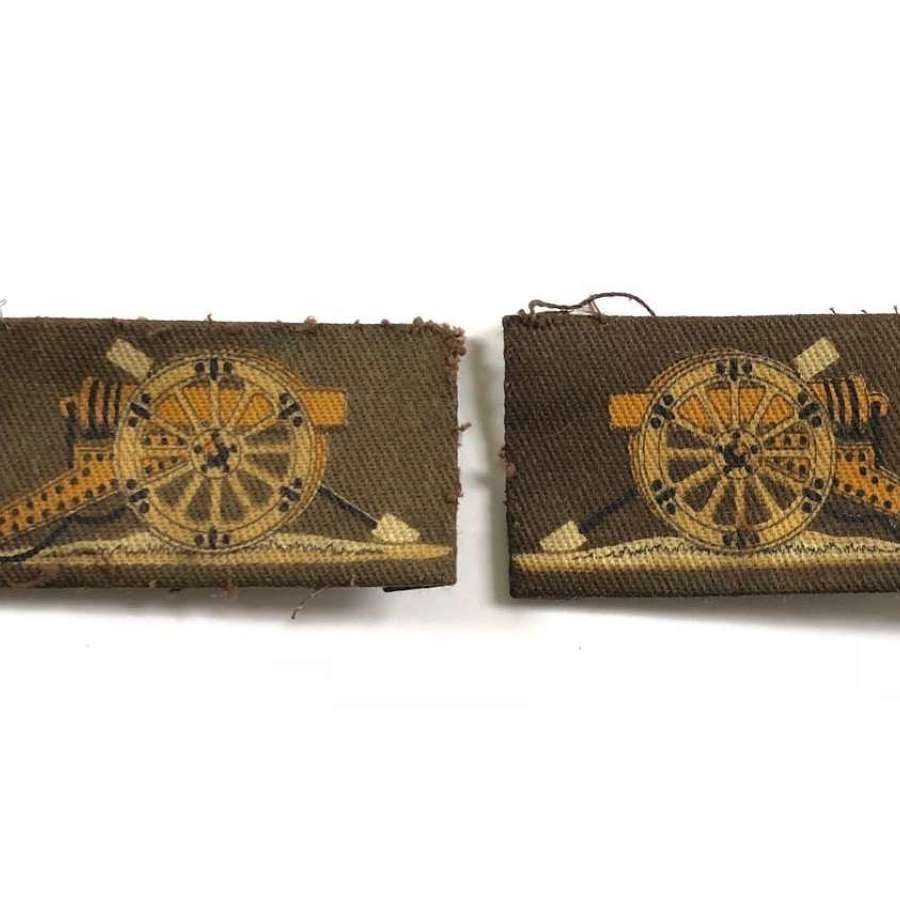 WW2 Royal Artillery Printed Gun Sleeve Badges.