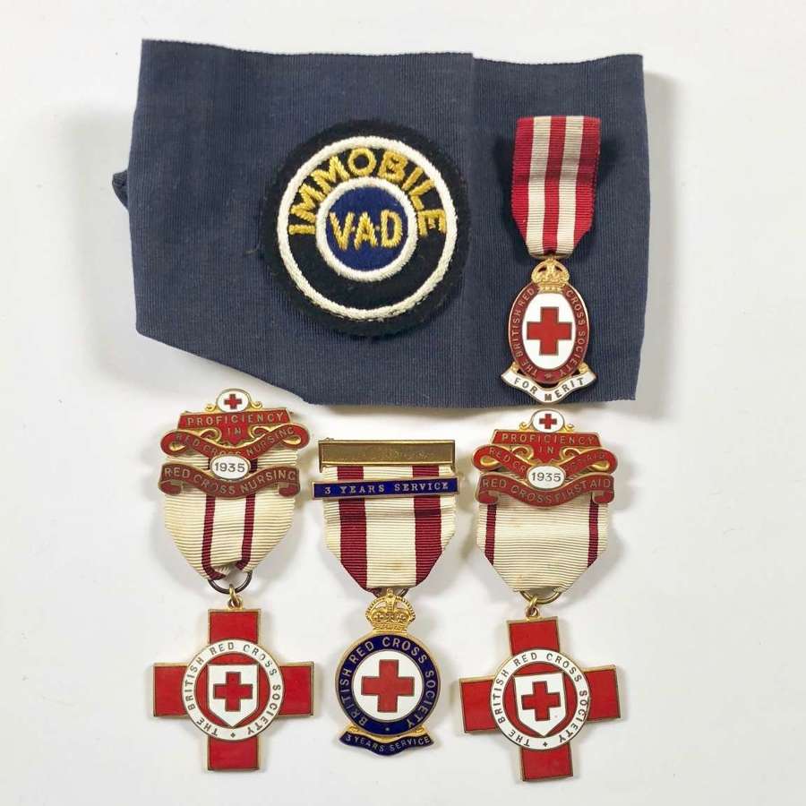 WW2 Period Home Front Red Cross Armband & Medals.