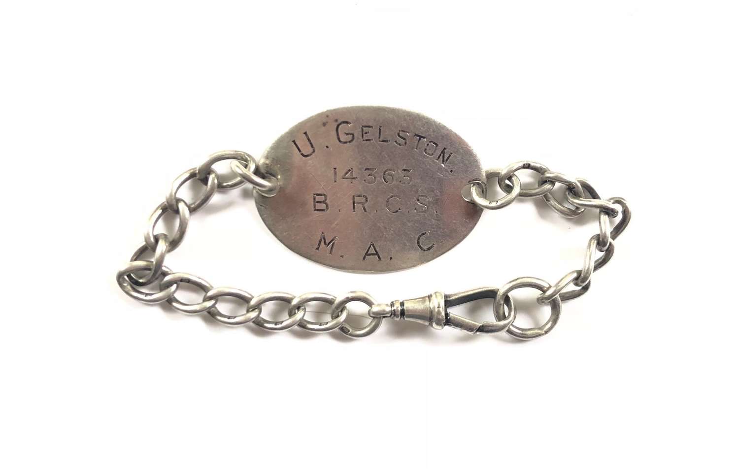 WW1 BRCS / VAD Suffolk Women Silver ID Silver Bracelet.