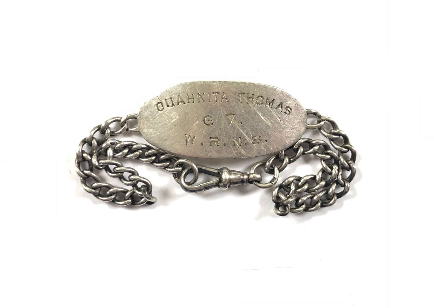 WW1 Women’s Royal Naval Service Silver ID Bracelet. Royal Navy