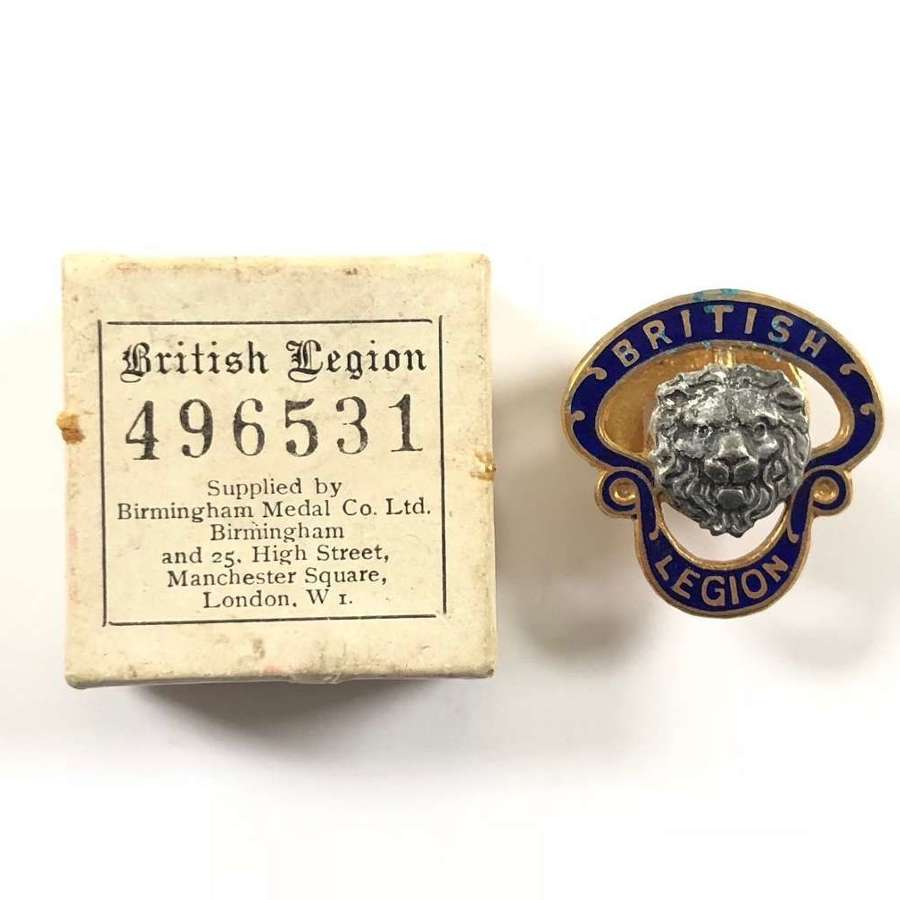 Vintage British Legion lapel badge in original box.
