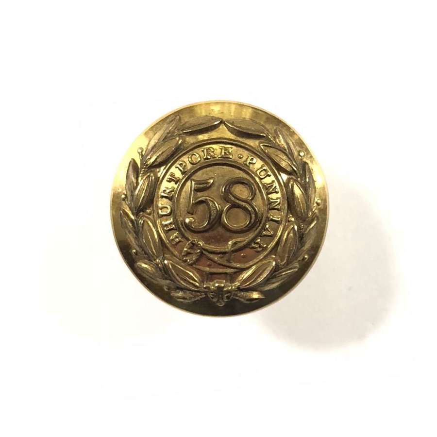 Victorian Indian Army. 58th Bengal Native Infantry Coatee Button.