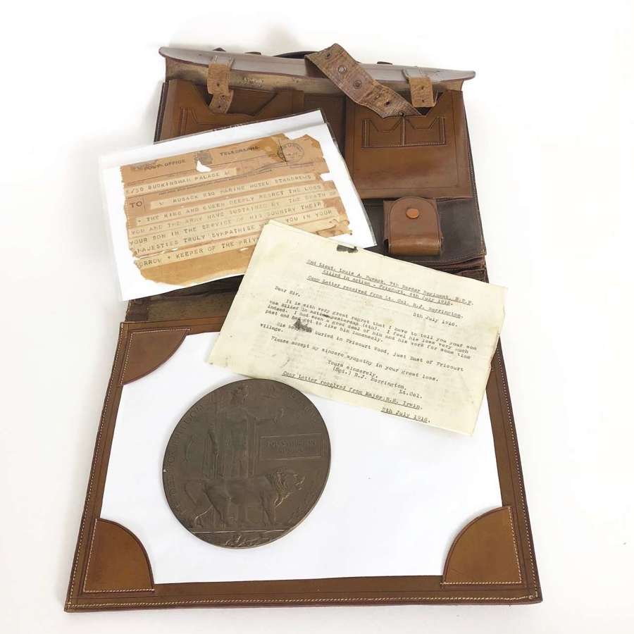 WW1 7th Bn Border Regiment Officer’s Memorial Plaque and Writing Case.