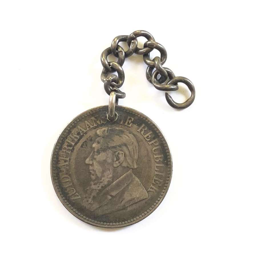 Boer War South Africa Z.A.R Paul Kruger Silver Coin Fob