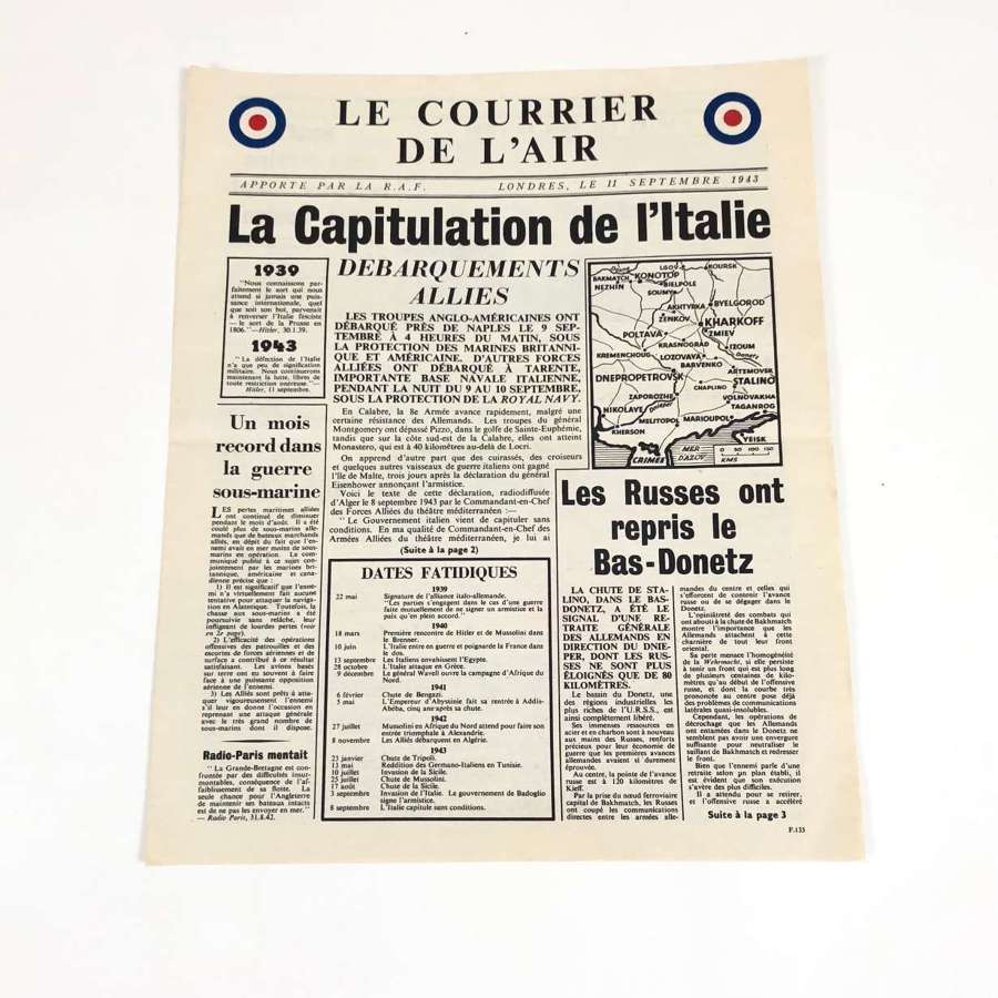 WW2 RAF Aerial Propaganda Leaflet 11th September 1943.