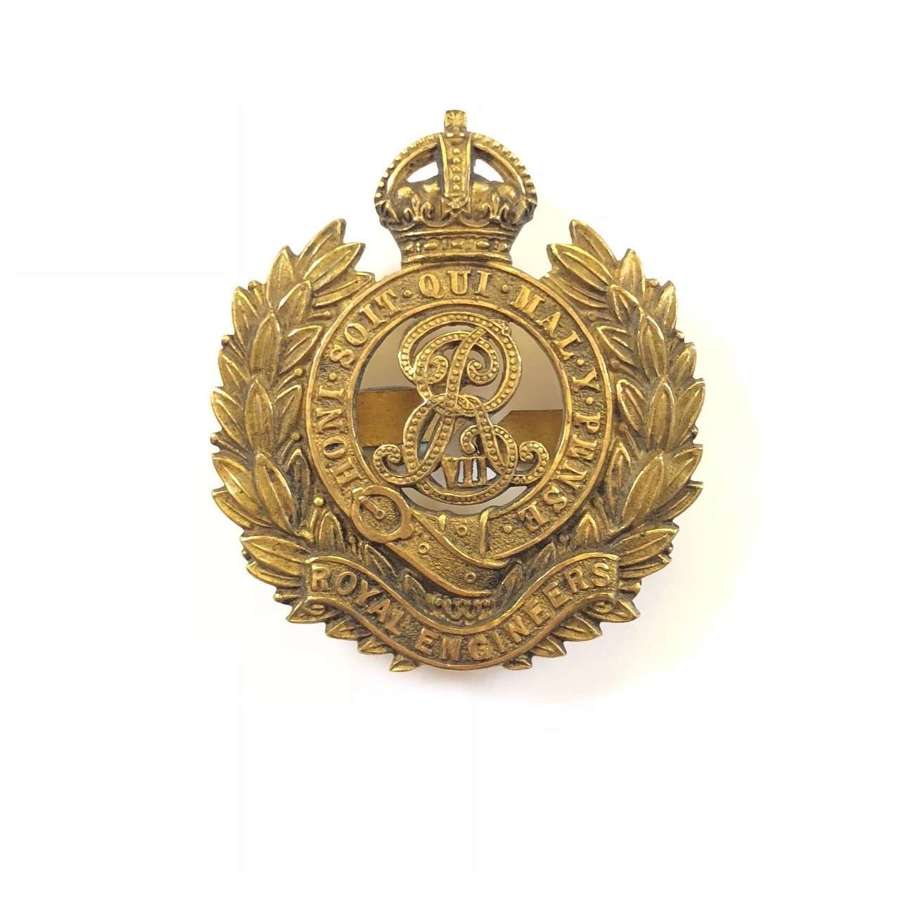 Royal Engineers Edwardian EVIIR Gilt Officer’s Cap Badge.