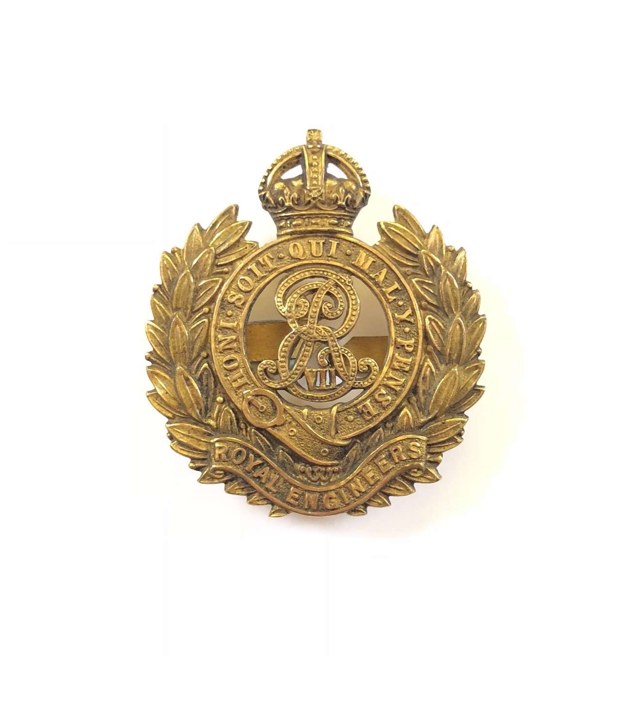 Royal Engineers Edwardian EVIIR Gilt Officer’s Cap Badge.