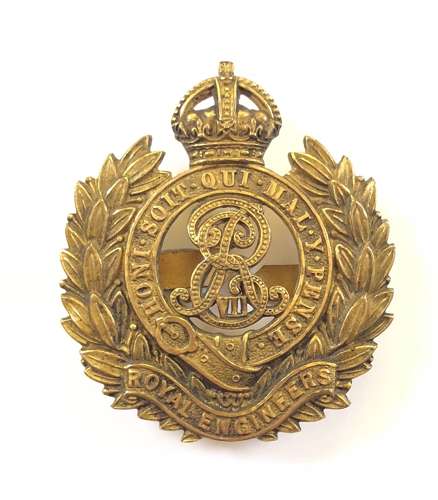 Royal Engineers Edwardian EVIIR Gilt Officer’s Cap Badge.