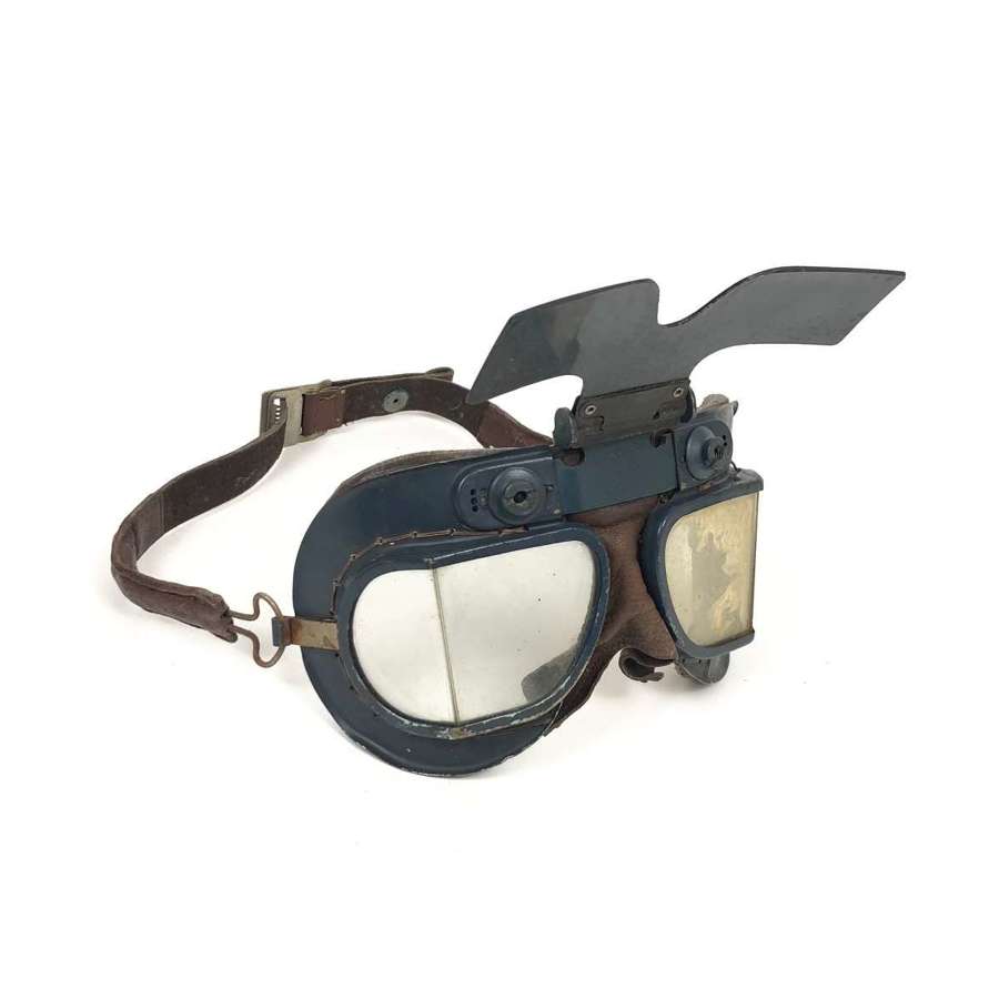 WW2 RAF 1st Pattern MKVII Flying Goggles & Flip Shield.