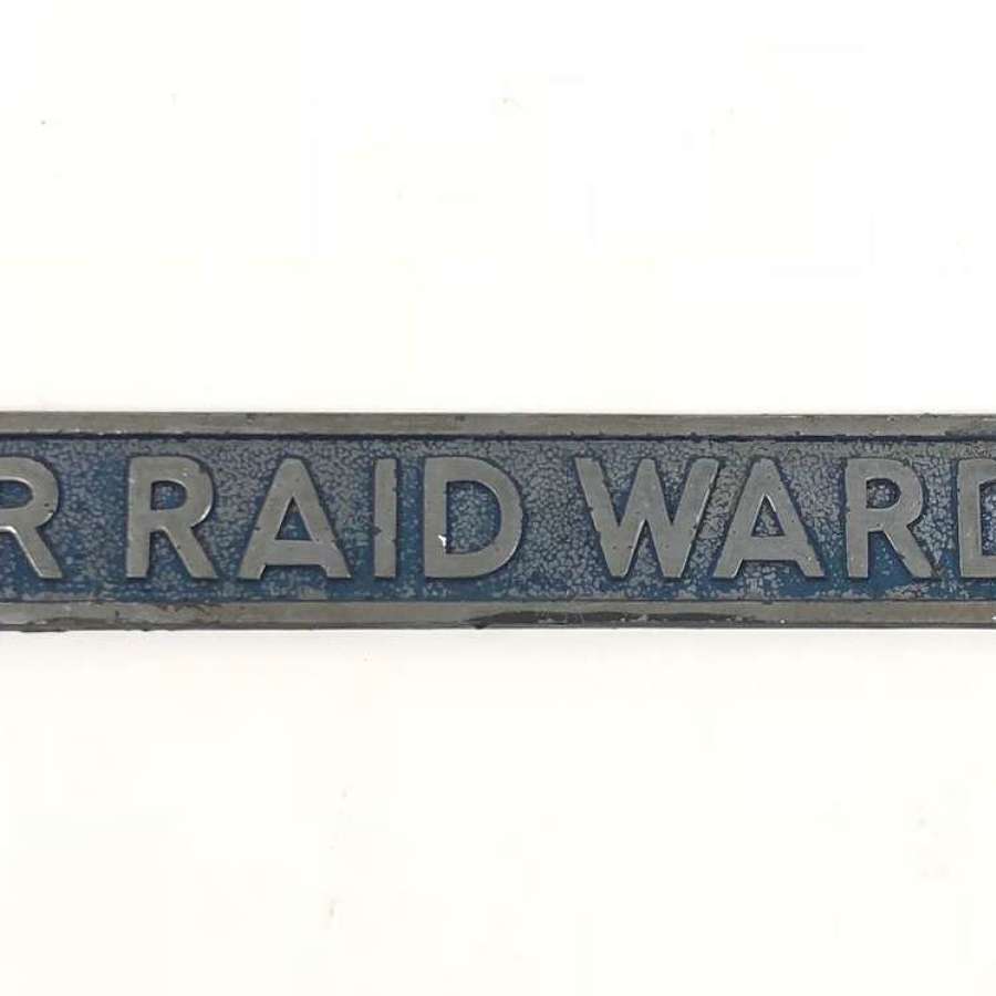 WW2 ARP Air Raid Warden Alloy Sign.