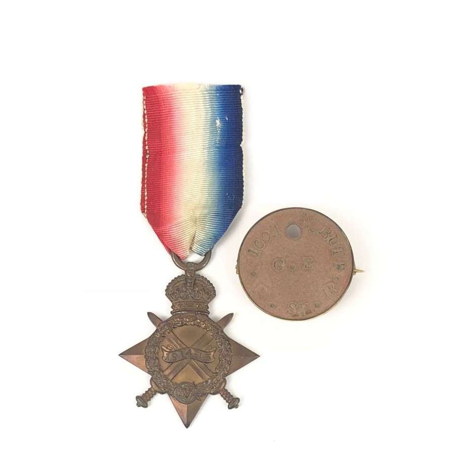 WW1 Royal Sussex Regiment Casualty 1914/15 Star & Dog Tag.