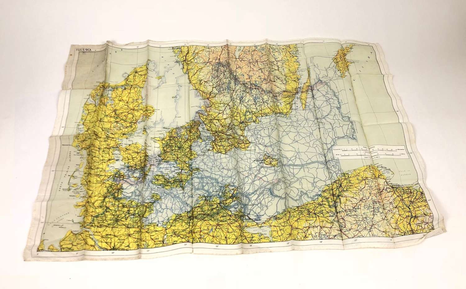 WW2 1941 RAF Escape & Evasion Silk Map Europe.