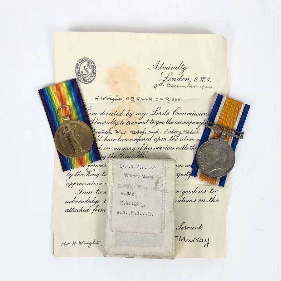 WW1 Hawke Bn Royal Naval Division RND 1917 Casualty Medals.