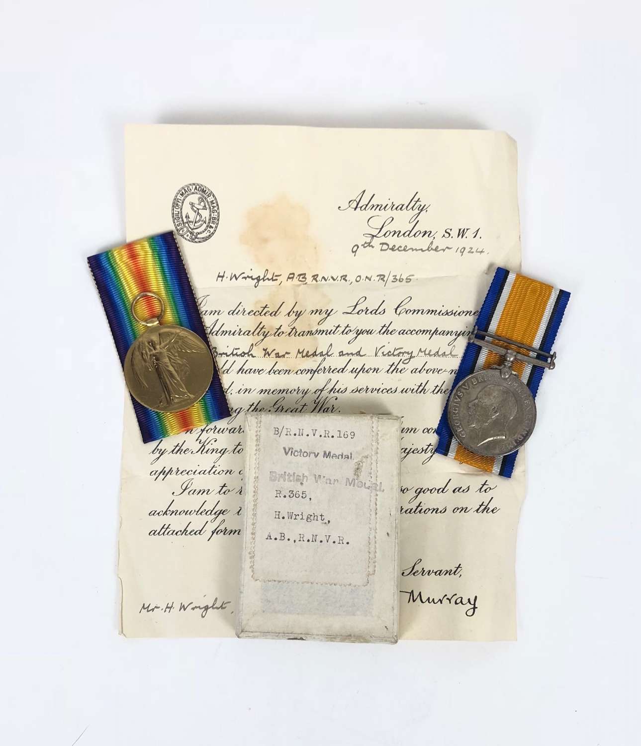WW1 Hawke Bn Royal Naval Division RND 1917 Casualty Medals.
