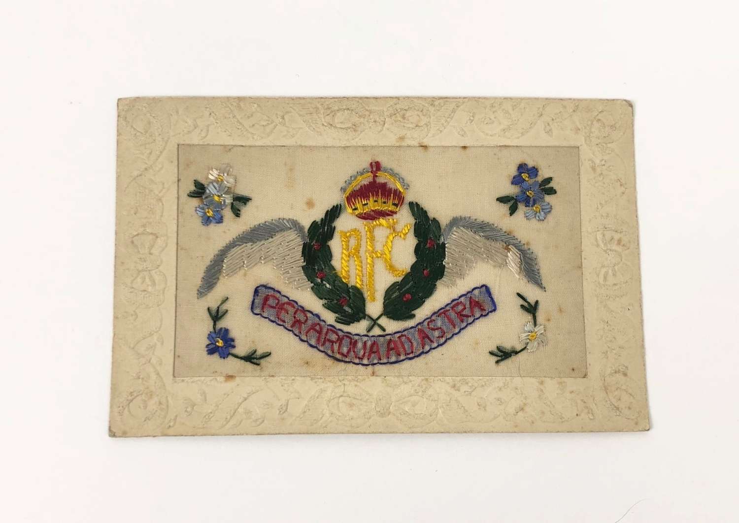 WW1 Royal Flying Corps RFC Silk Embroidered Postcard.