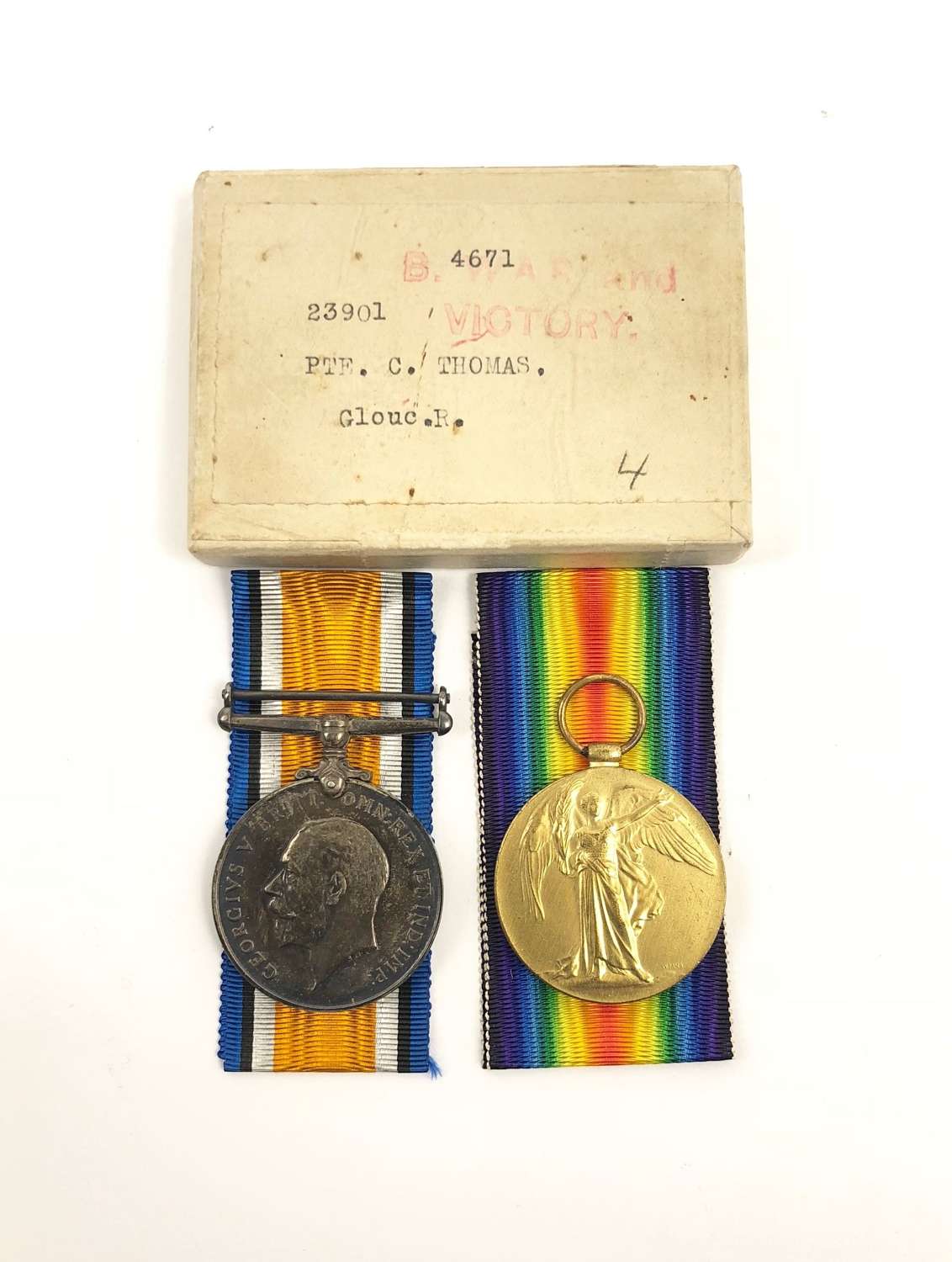 WW1 1st Bn Gloucestershire Regiment 1916 Casualty Pair of Medals.