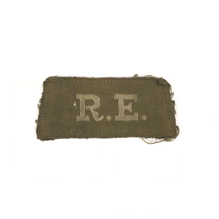 WW1 Royal Engineers Slip on Embroidered Cloth Shoulder Title.