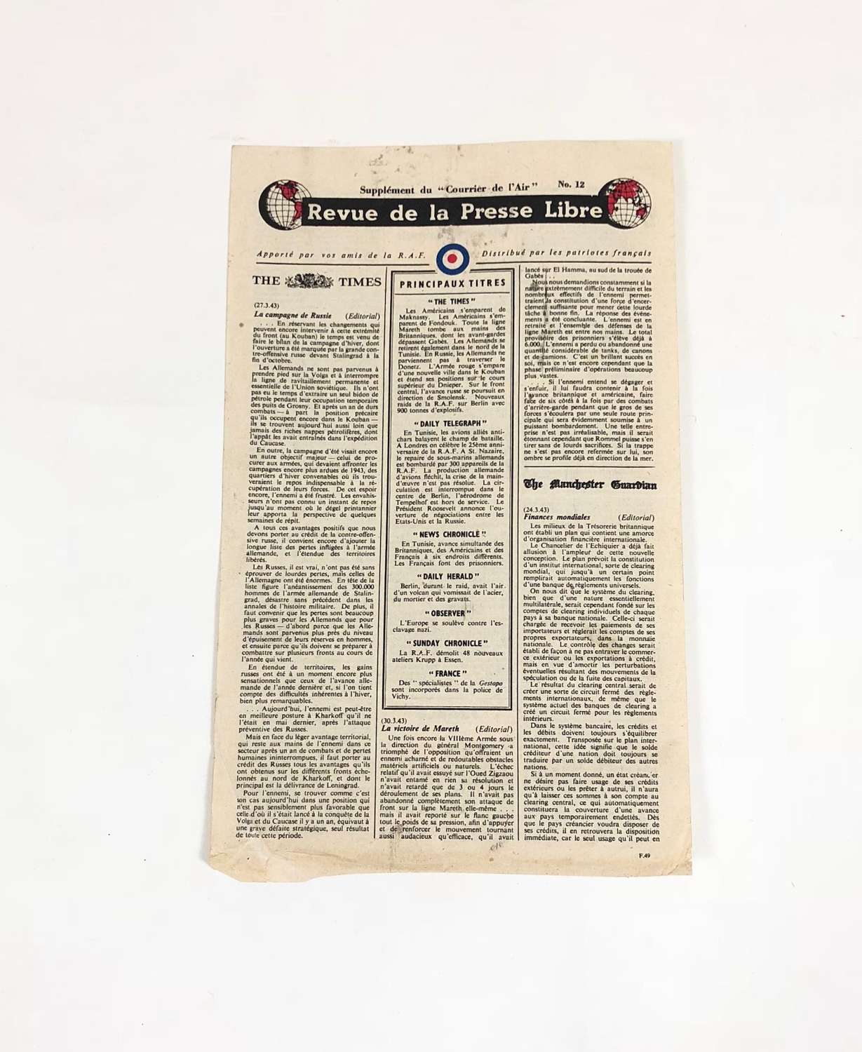 WW2 RAF Aerial Propaganda Leaflet Number 12