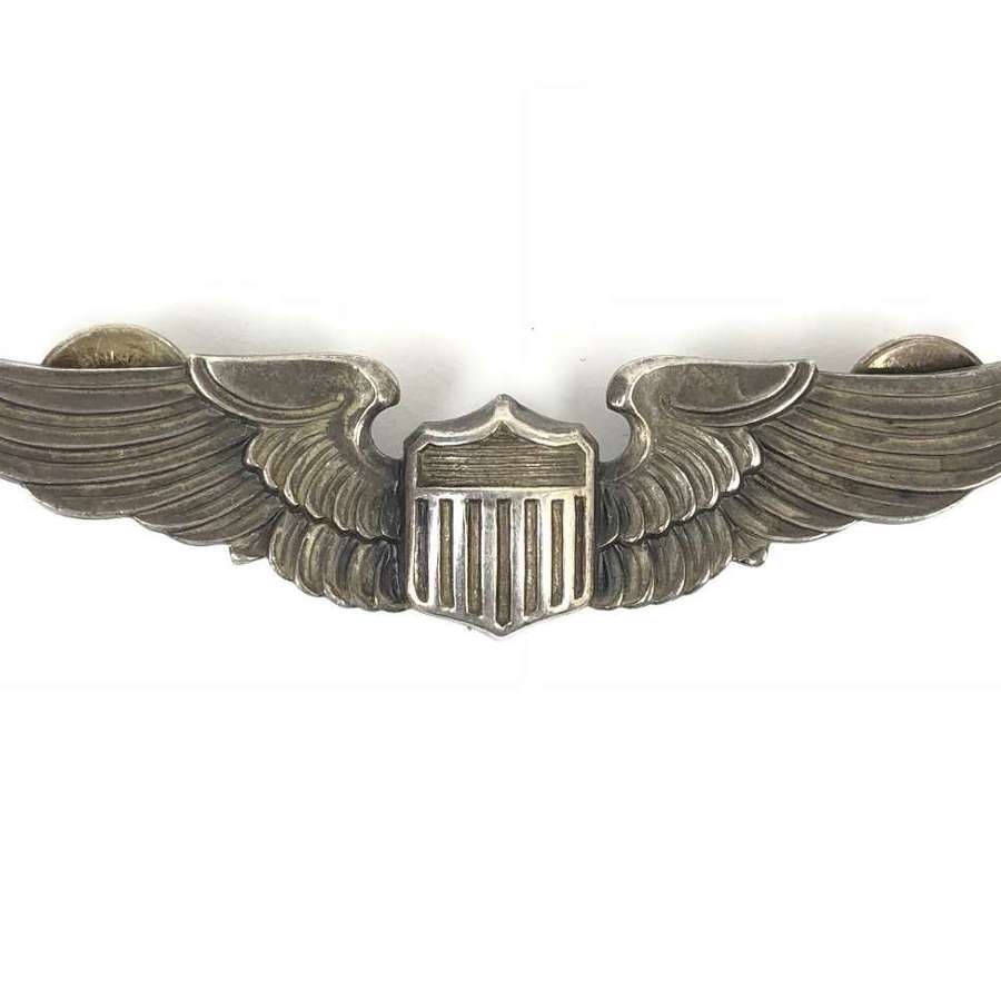WW2 Early Post War US Air Force Silver Pilot Wings by AMICO.
