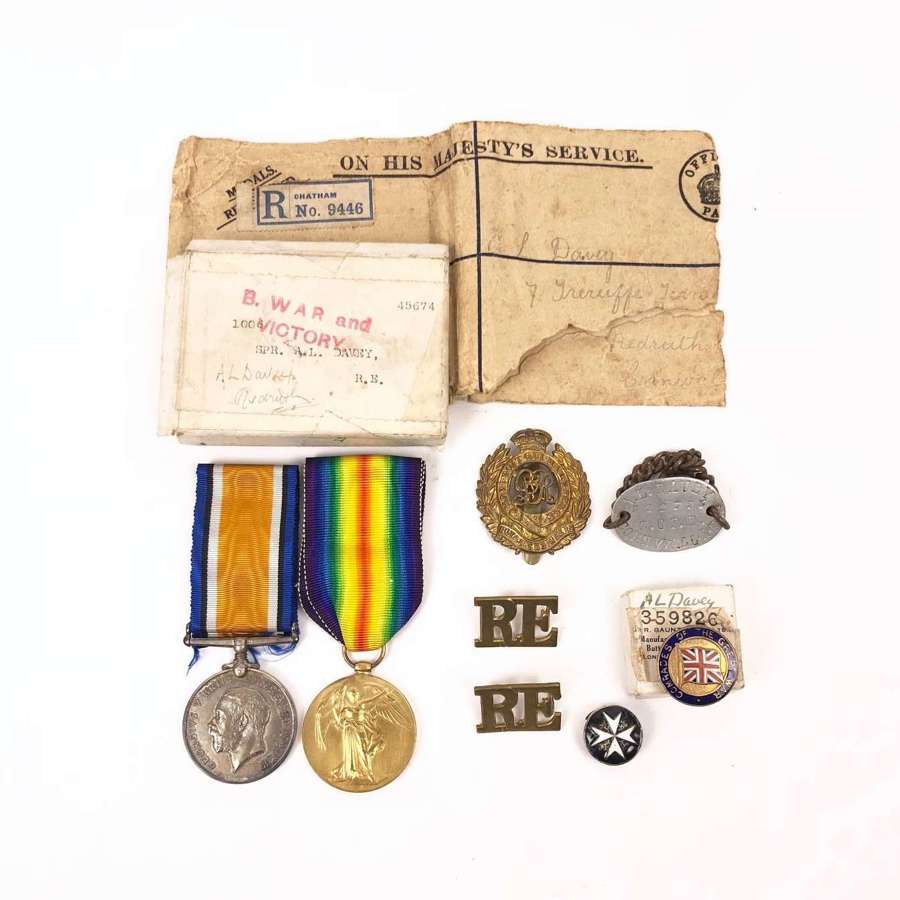 WW1 Cornwall Royal Engineers Medals & Badges.
