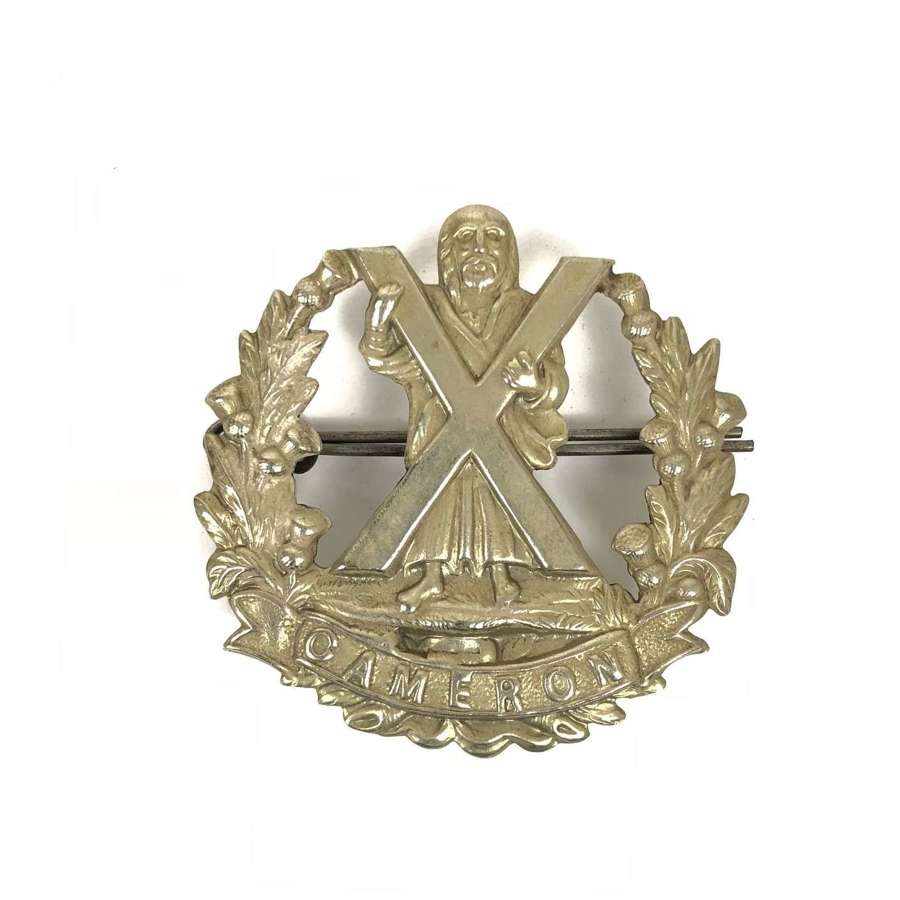 WW1 / WW2 Pattern Cameron Highlanders Cap Glengary Badge.