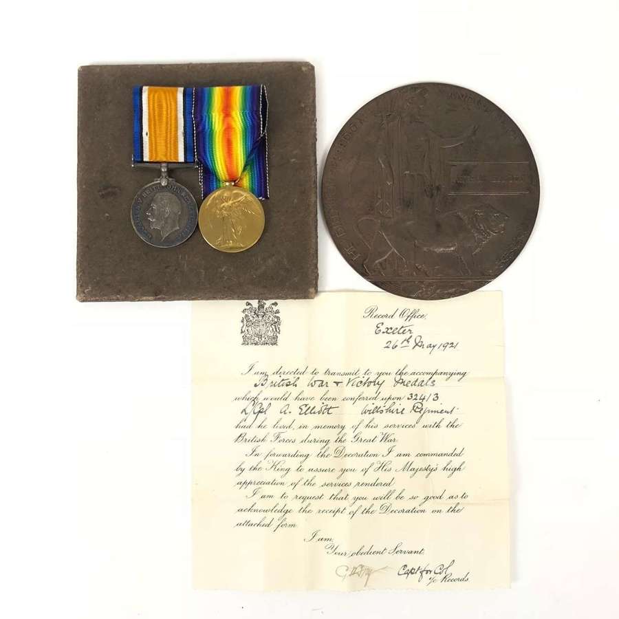 WW1 7th Bn Wiltshire Regiment 1918 Casualty Medal Group.