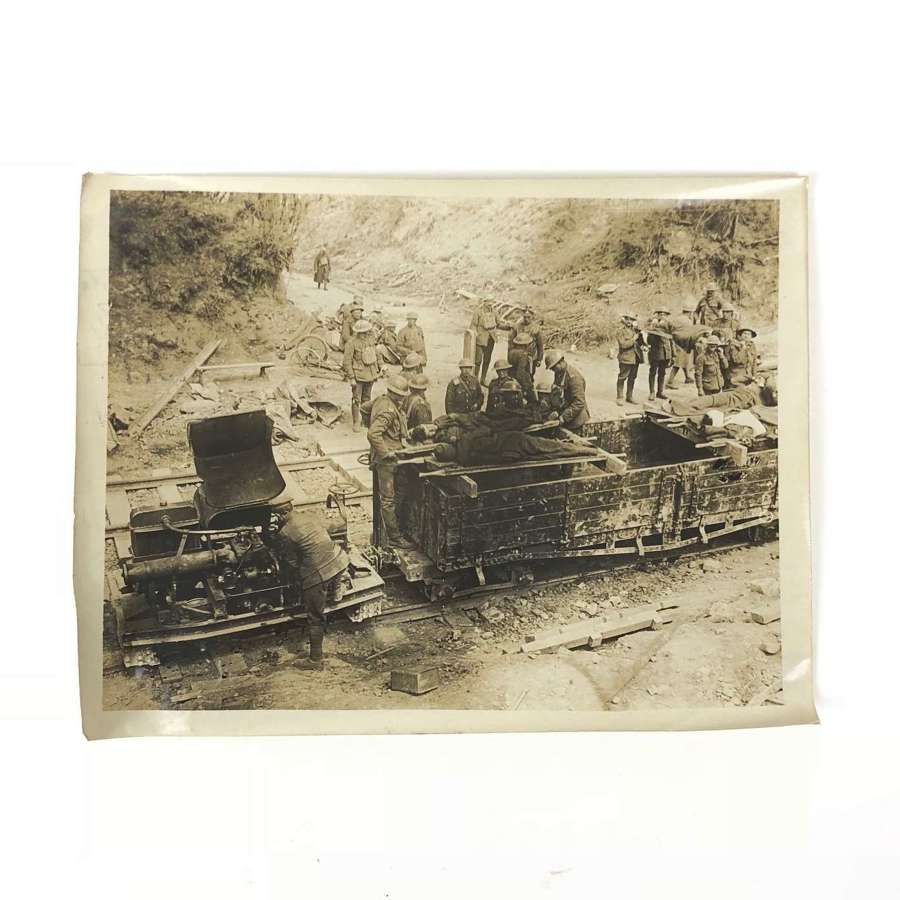 WW1 Official British Press Photograph British Wounded & Light Railway