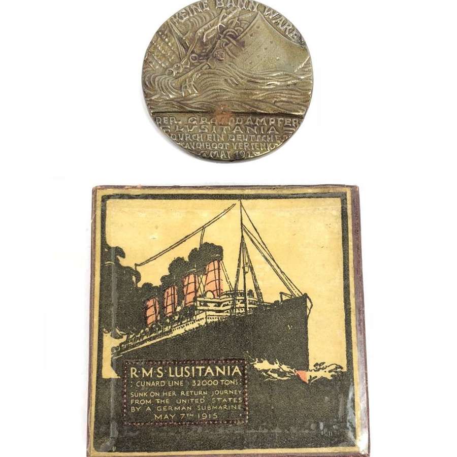 WW1 RMS Lusitania Cunard Shipping Line commemorative medal.