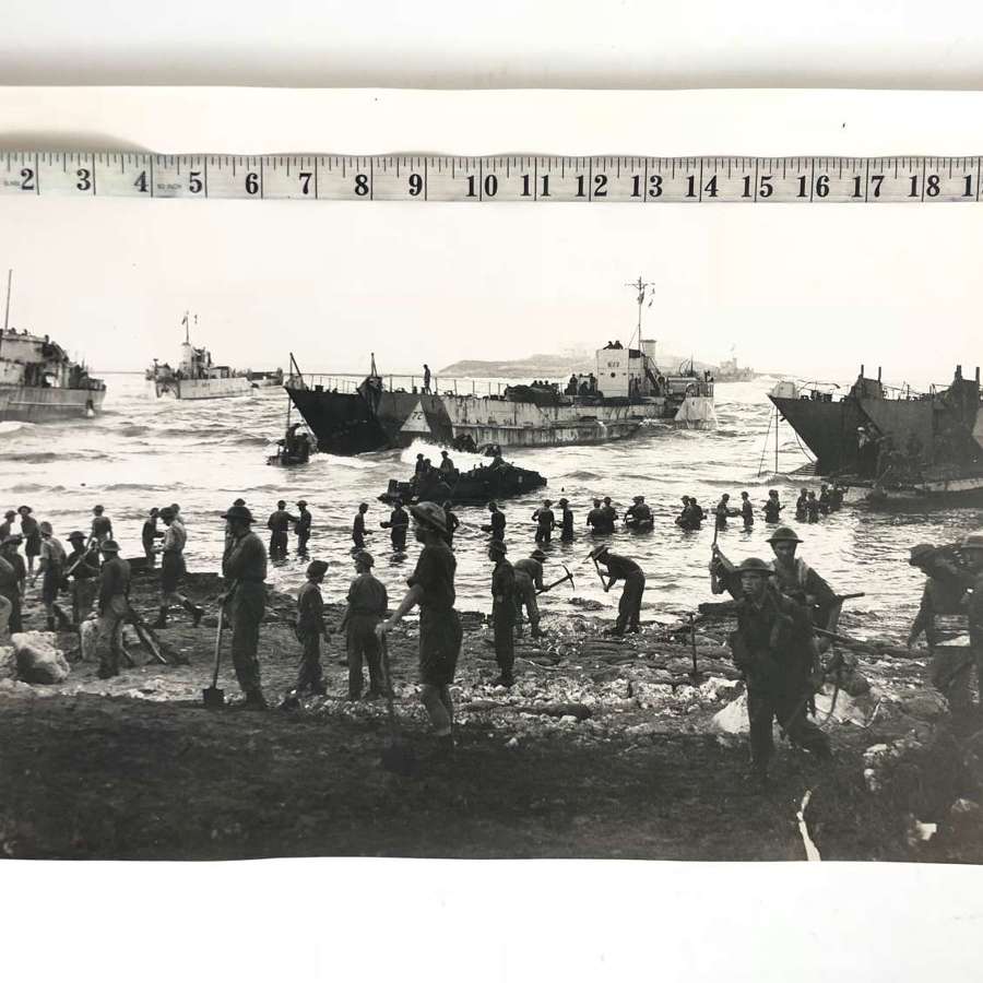 WW2 1943 Original Press Photograph Sicily Landings Very Large.