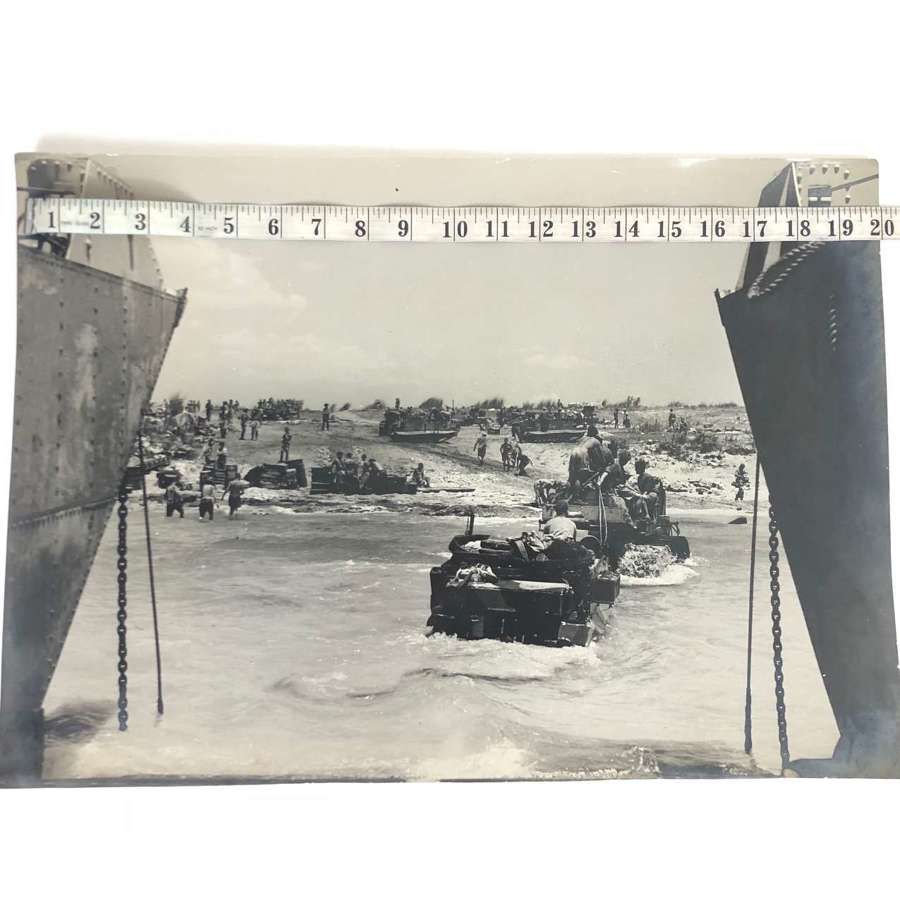 WW2 1943 Original Press Photograph Sicily Landings Very Large.