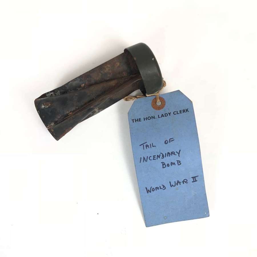WW2 Home Front German Incendiary Tail Fin & Label.