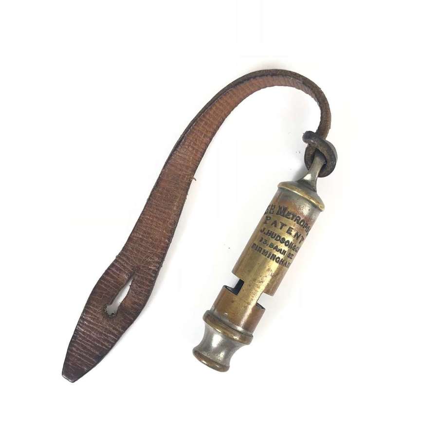 WW1 / WW2 Pattern Tube Whistle & Leather Strap.