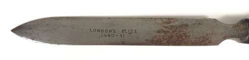 WW2 London Blitz Home Front Large Shrapnel Letter Opener.