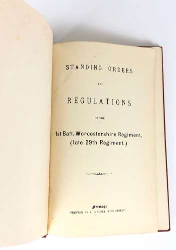 1904 1st Bn Royal Worcestershire Regiment Standing Orders.