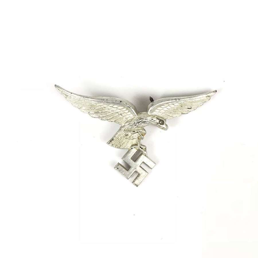 WW2 Luftwaffe Alloy Cap Eagle Badge Maker Marked
