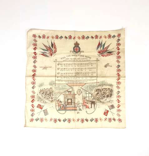 WW1 Keep The Home Fires Burning Patriotic Printed Cotton Handkerchief