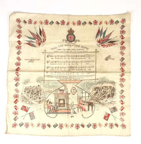 WW1 Keep The Home Fires Burning Patriotic Printed Cotton Handkerchief