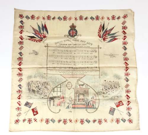 WW1 Keep The Home Fires Burning Patriotic Printed Cotton Handkerchief