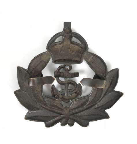 WW1 Original Royal Naval Division Officer RND Bronze Cap Badge