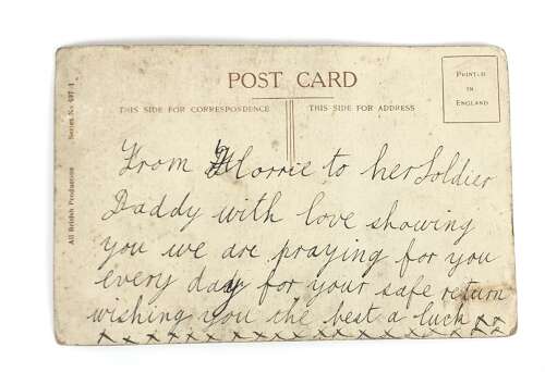 WW1 Sentimental Postcard Sent to an Unknown Soldier Daddy.