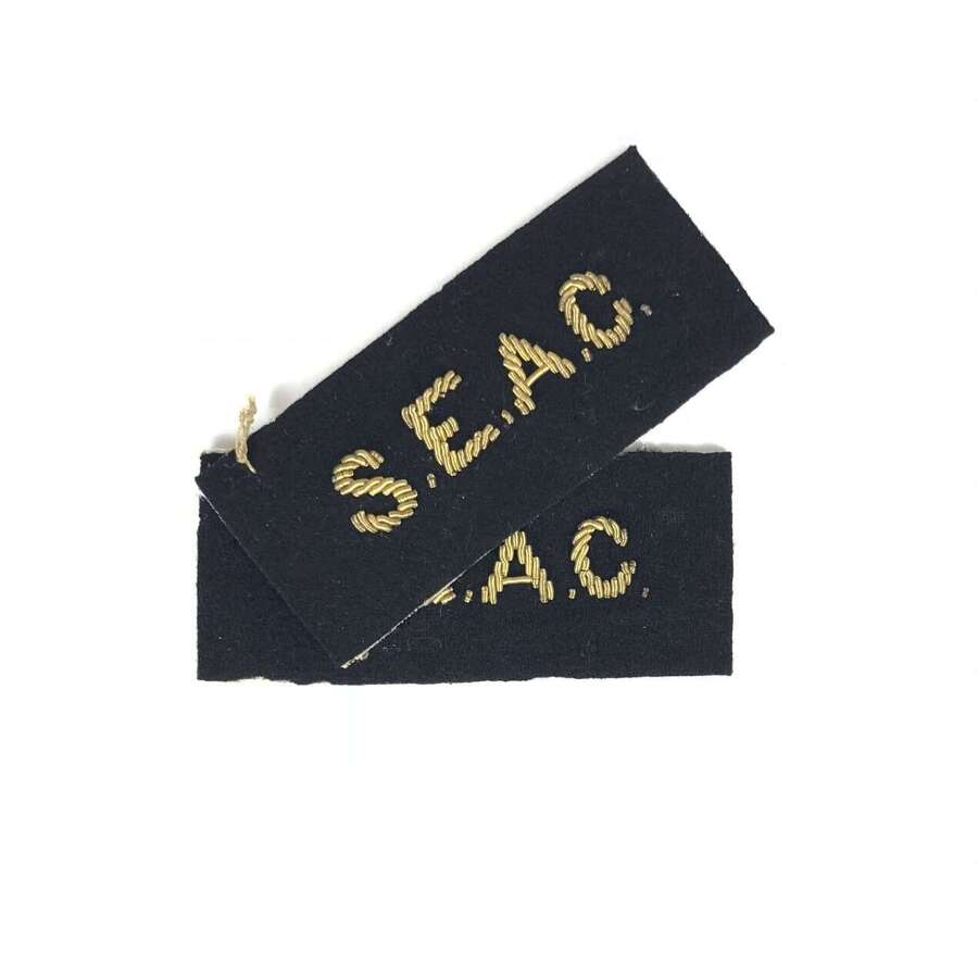 WW2 Royal Navy Ratings SEAC South East Asia Command Cloth Shoulder Titles.