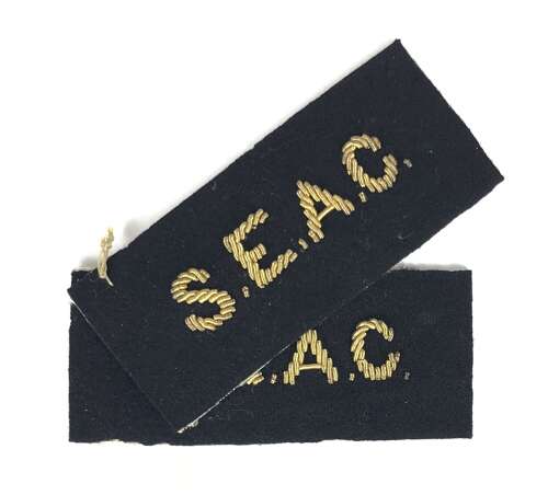 WW2 Royal Navy Ratings SEAC South East Asia Command Cloth Shoulder Titles.