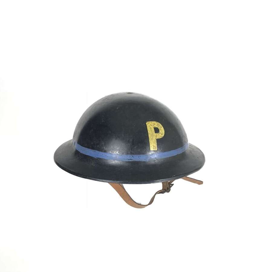 WW2 British Home Front Plasfort Helmet Unusual P Marked.