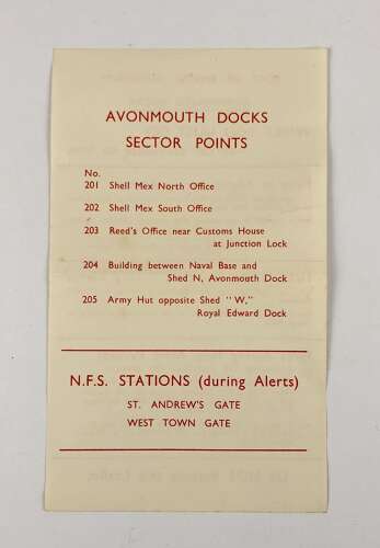 WW2 Bristol Docks Home Front Leaflet.
