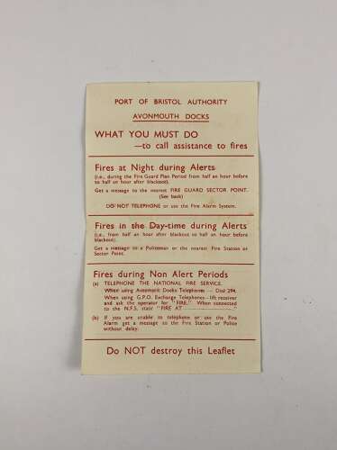 WW2 Bristol Docks Home Front Leaflet.