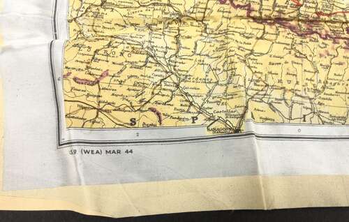 WW2 D-Day RAF Special Forces Silk Escape Map ' Zones of France & Normandy March 1944