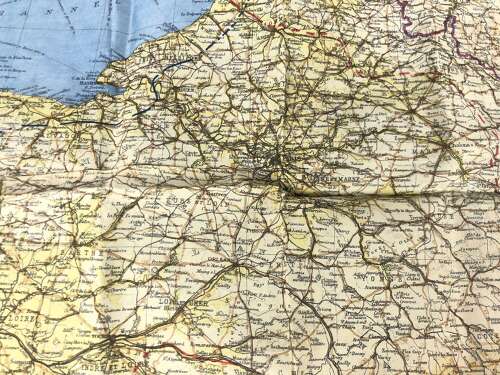 WW2 D-Day RAF Special Forces Silk Escape Map ' Zones of France & Normandy March 1944